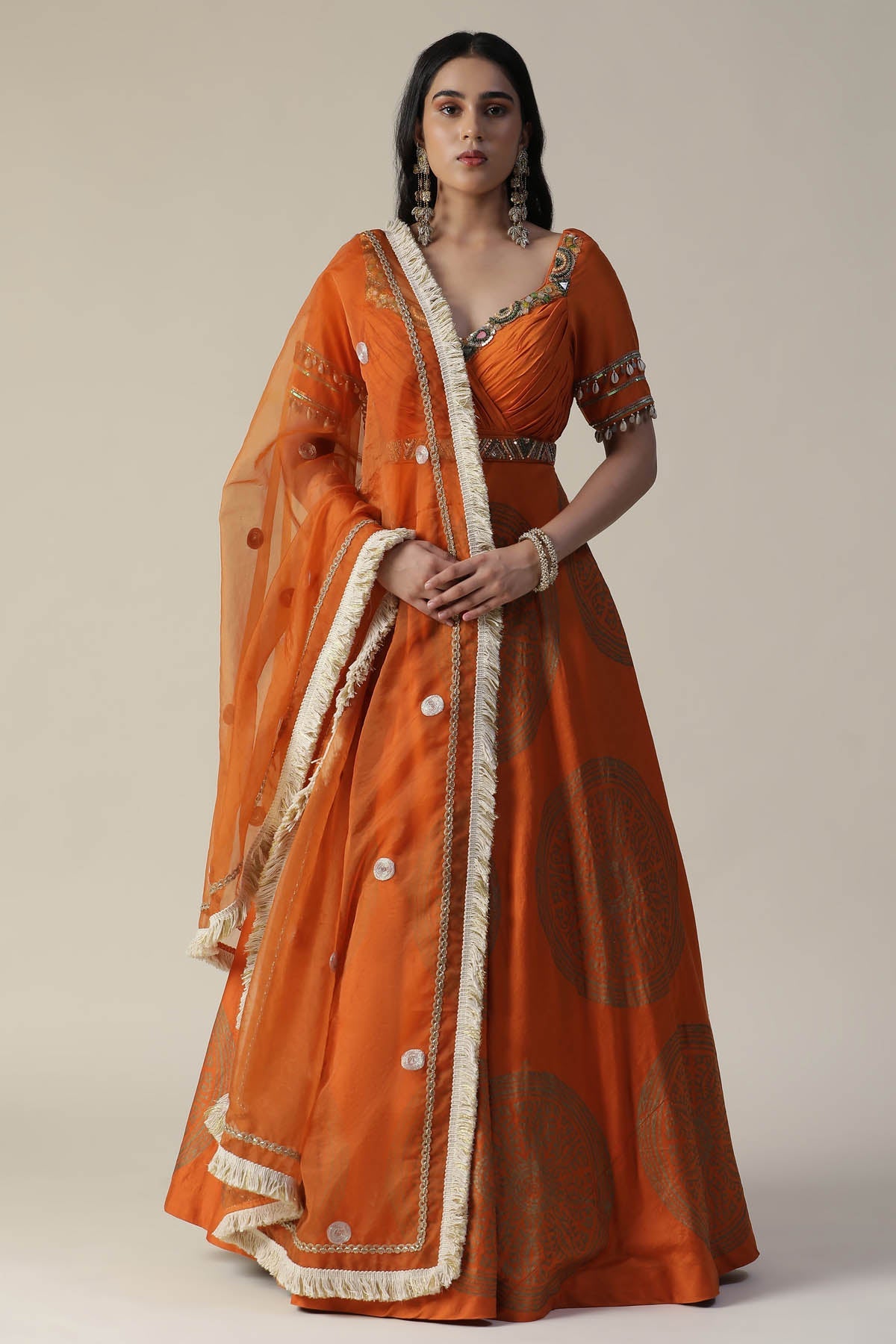 Buy Arpita SulakshanaBurnt Orange Foil Print Gown